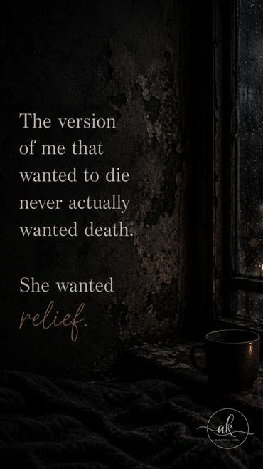Dark fine art revealing the difference between wanting death and wanting the pain to end.