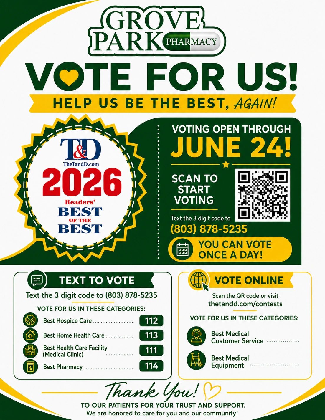 🏆 Help Grove Park win Best of the Best! Vote once daily through June 24.