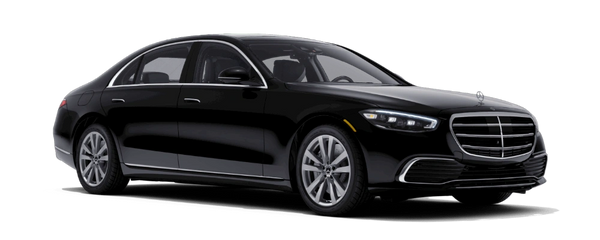 Sleek black luxury sedan with elegant design and modern headlights.