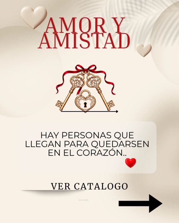 Frase sobre amor y amistad con llave y candado en forma de corazón.