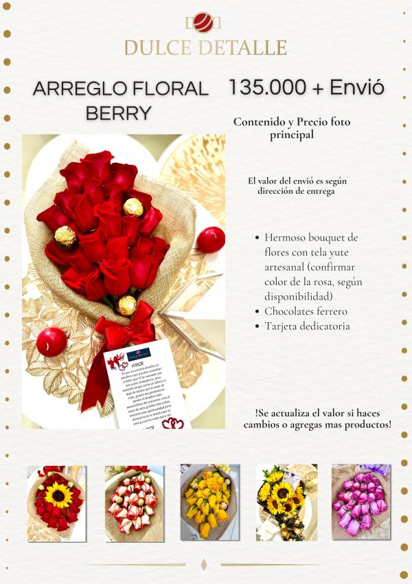 Arreglo floral con rosas rojas y chocolates Ferrero.
