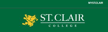 St. Clair College logo on green background.