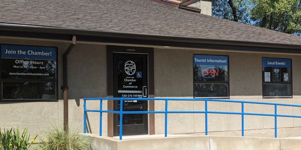 Front office facade of the Shasta Lake Chamber of Commerce.