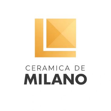 Logo of Ceramica de Milano with a geometric design in orange and bold text.