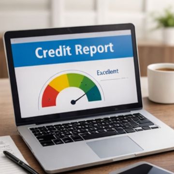 Laptop showing credit report