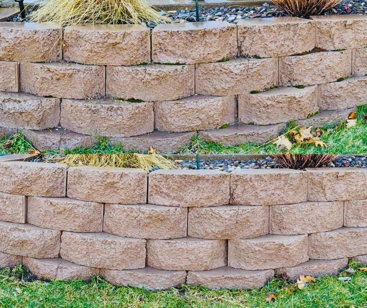 Before and After picture of retaining wall or brick pressure washing in Hanover Minnesota