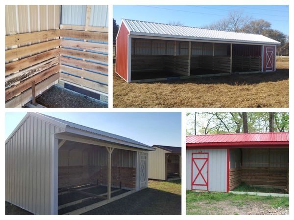 horse and Livestock shed, Run in Shelters, Loafing sheds picture collage