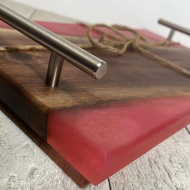 Custom Pink Epoxy Serving Board