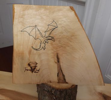 Dragon landing on a mountain