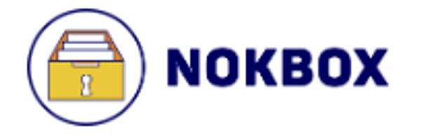 NOKBOX logo with a lockbox and files.