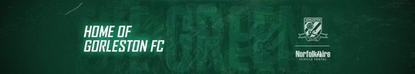 Gorleston FC logo with NorfolkAire vehicle rental sponsorship on green background.