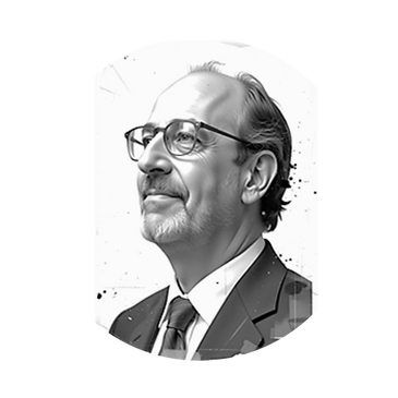 Profile portrait of a thoughtful man in glasses and suit.