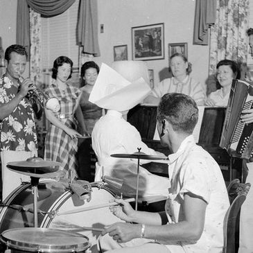 Black and white photo of US Public Health Service Hospital in Carville, Louisiana patients.