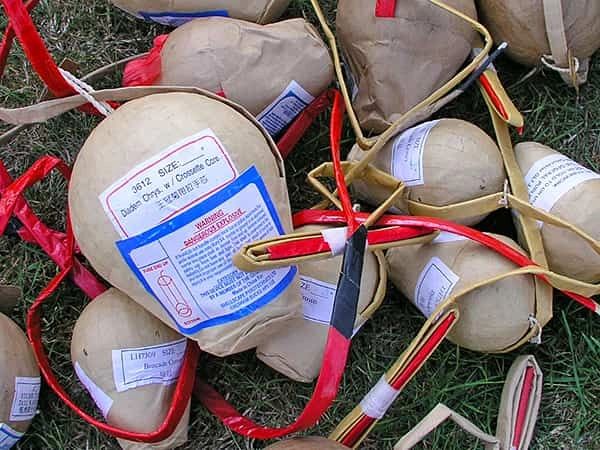Photo of mixed firework mortar shells