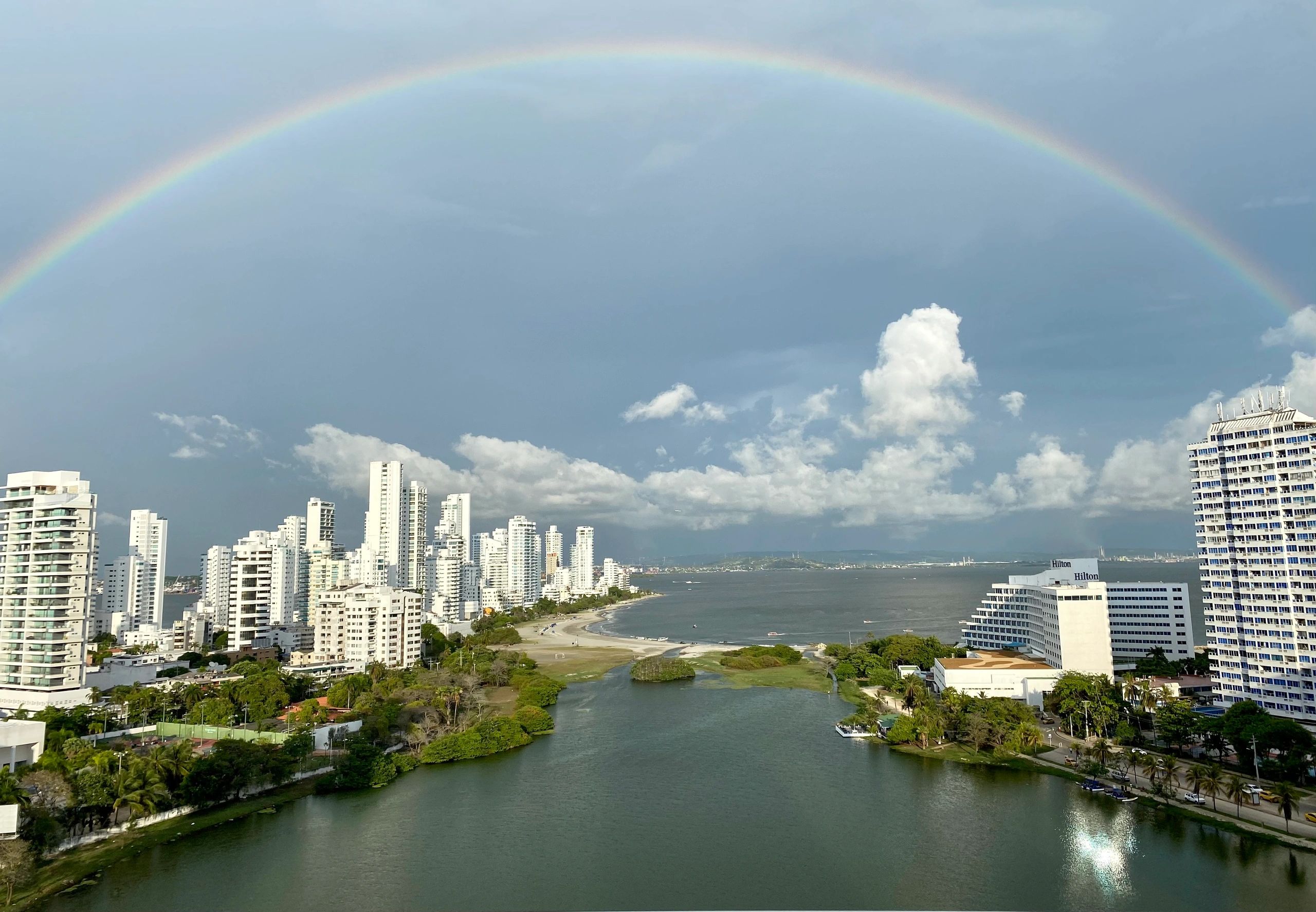Beautiful rainbow over El Laguito Cartagena