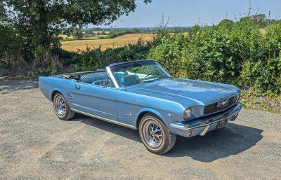 1966 ford Mustang convertible in blue for sale at Supercar Group