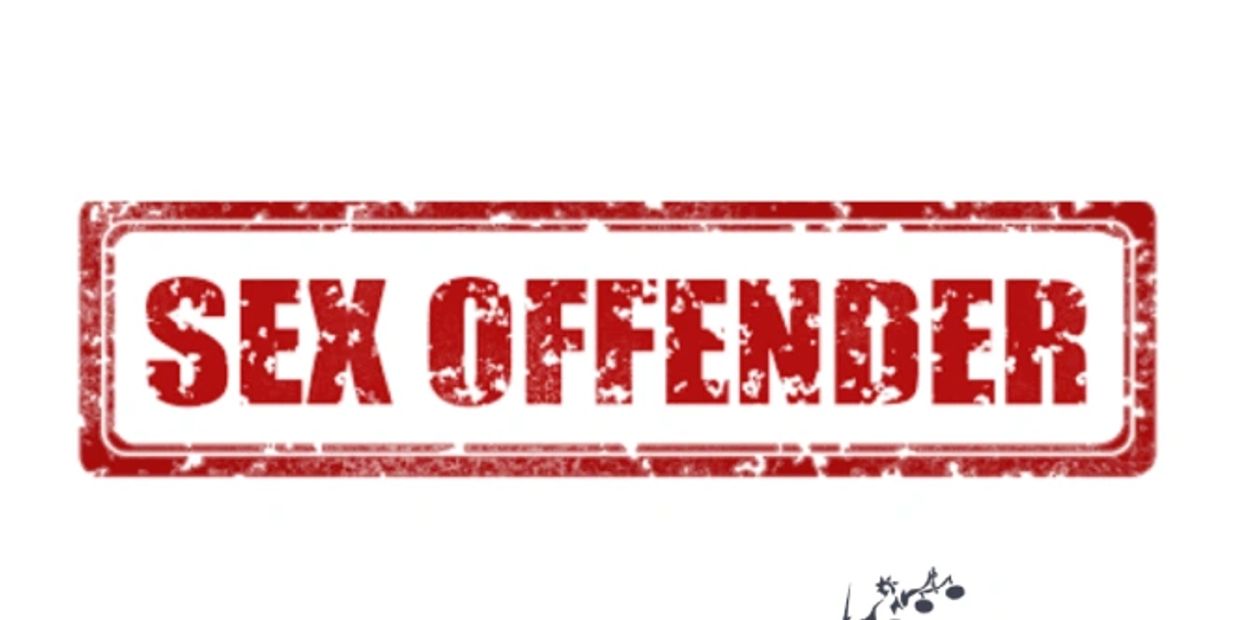 Red stamp reading 'SEX OFFENDER' with a distressed effect.