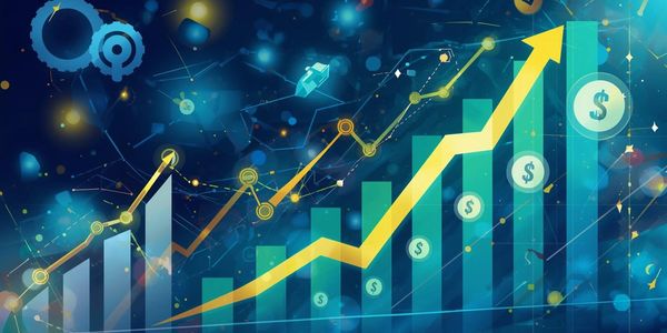 Abstract digital graph showing rising financial growth and success.