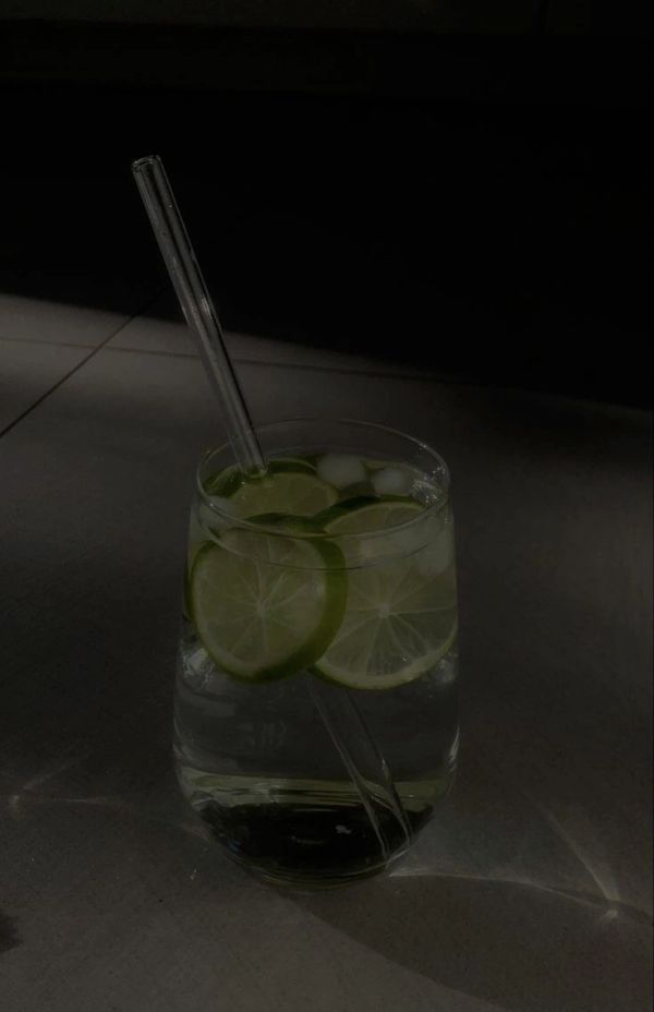 Glass of water with lime
