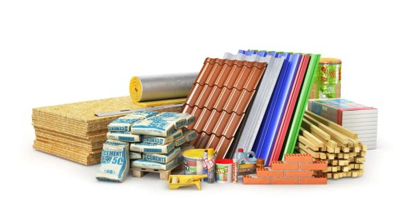 Various building materials arranged together.