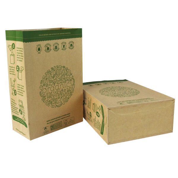 food waste bags-100% compostable paper bags for kitchen organic waste