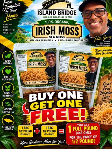 Organic Irish Moss product with buy one get one free offer from Island Bridge.