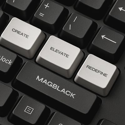 Magblack concept with keys - Create, Elevate, Redefine branding, creativity, & marketing innovation