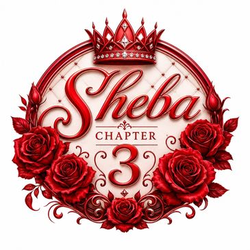 Elegant logo with red roses and crown for Sheba Chapter 3.