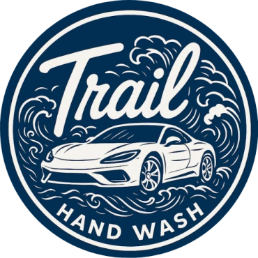 Logo for Trail Hand Wash featuring a sports car.