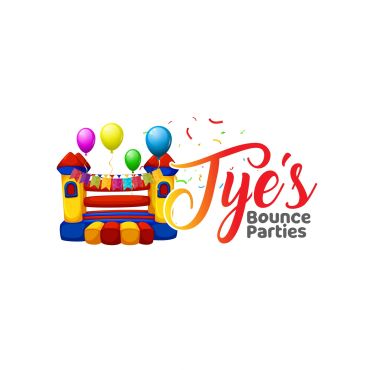 Colorful logo for Tye's Bounce Parties featuring a bounce house and balloons.