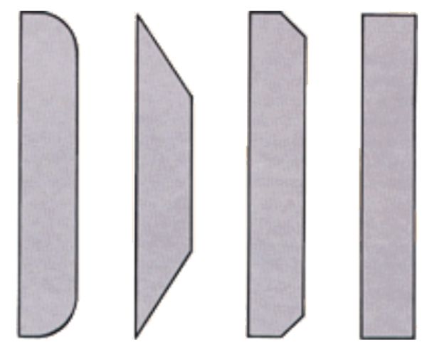 Four different shapes with unique angled and rounded edges.