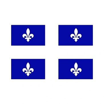 Four blue rectangles each with a white fleur-de-lis symbol.