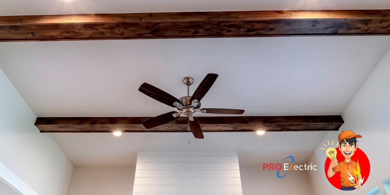 Electrical Installation of a ceiling fan in Woodstock by Breaker Brothers Electric