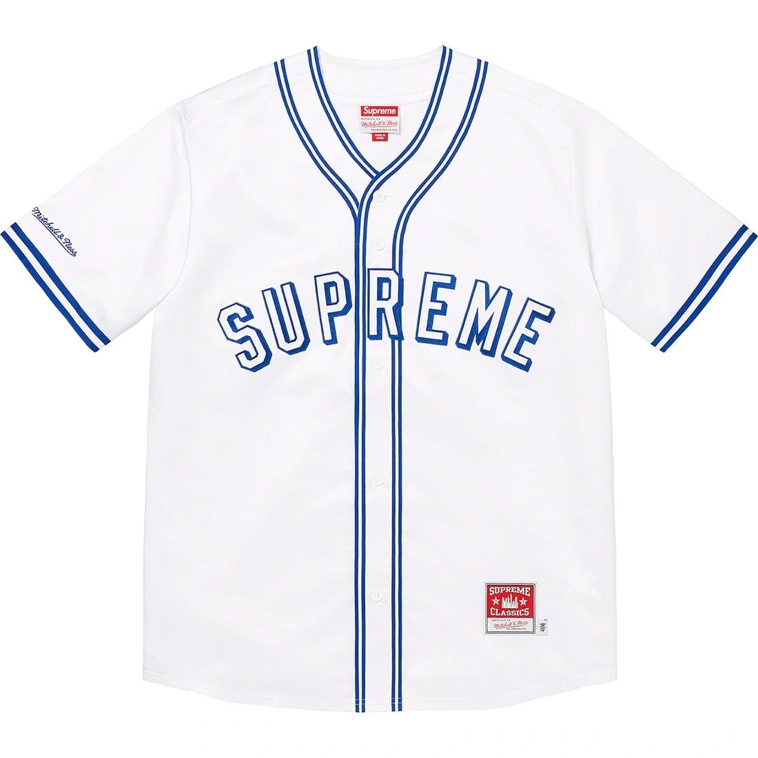 X LARGE Supreme Mitchell & Ness Satin Baseball Jersey WHITE