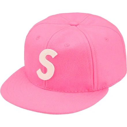 BRIGHT PINK Supreme Ebbets S Logo Fitted 6-Panel Hat