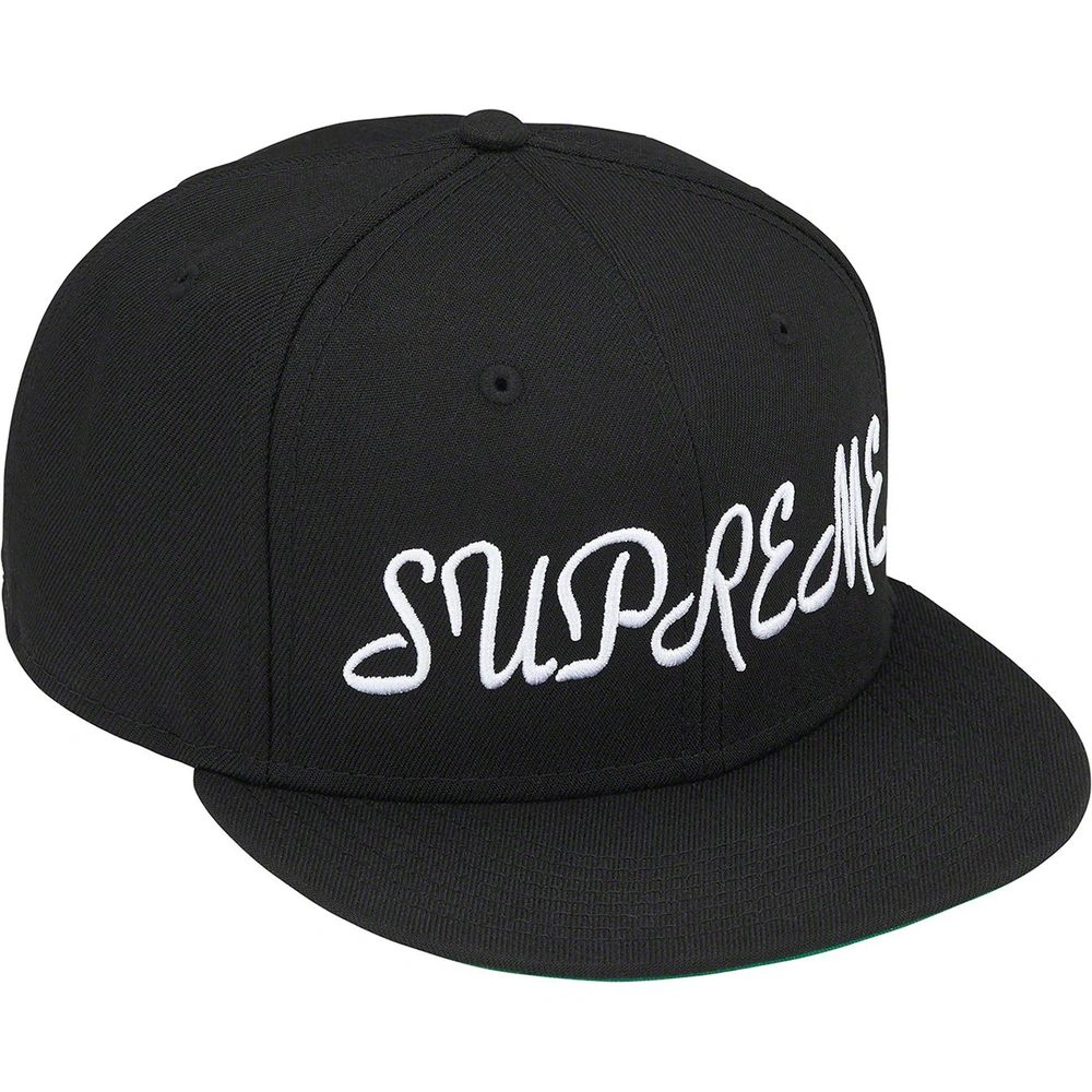 BLACK Supreme Script New Era Hat 7 1/8