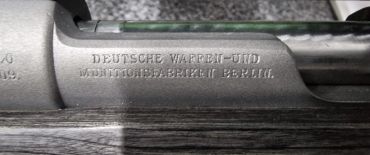 Close-up of German firearm engraving from Berlin manufacturer.