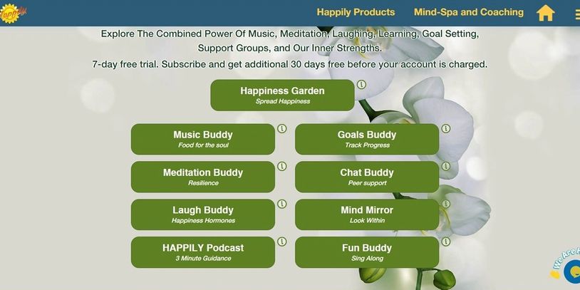 My-Happy-Mind app home page. 
