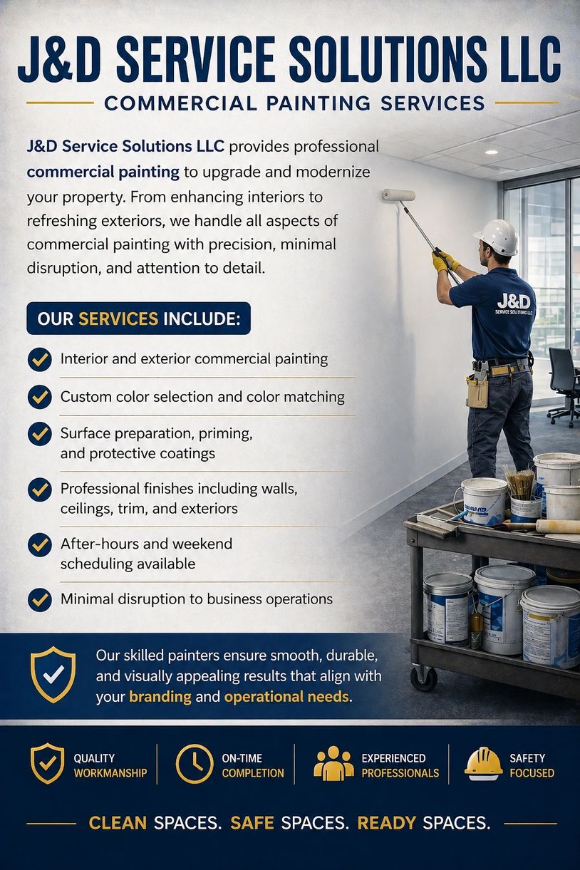 Commercial painting services by J&amp;D Service Solutions LLC with expert interior and exterior work.