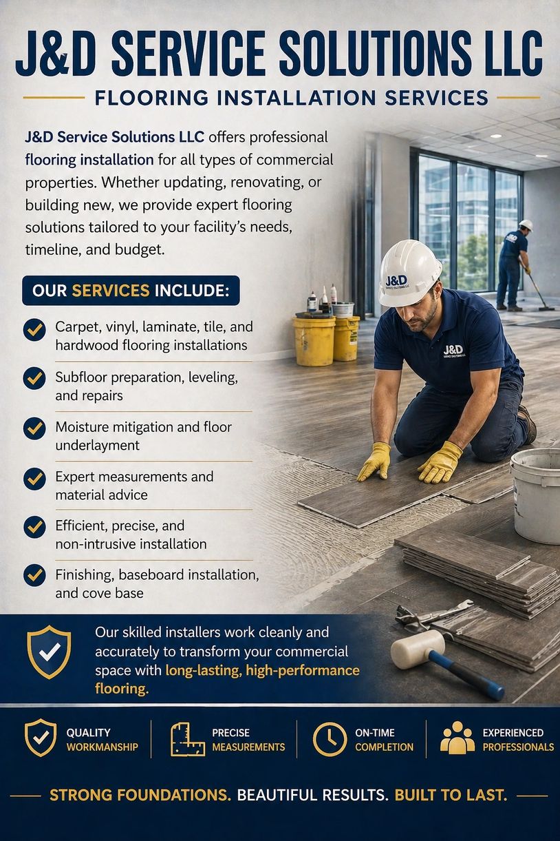 Professional flooring installation services by J&amp;D Service Solutions LLC with expert craftsmanship and precise measurements.