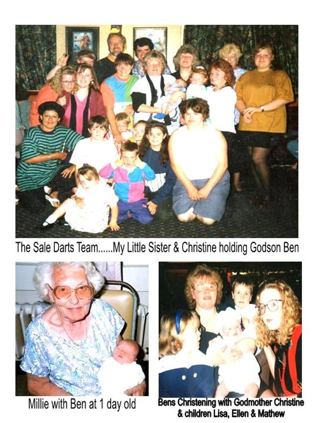 Family and friends gathered for christening and group photos with baby Ben.