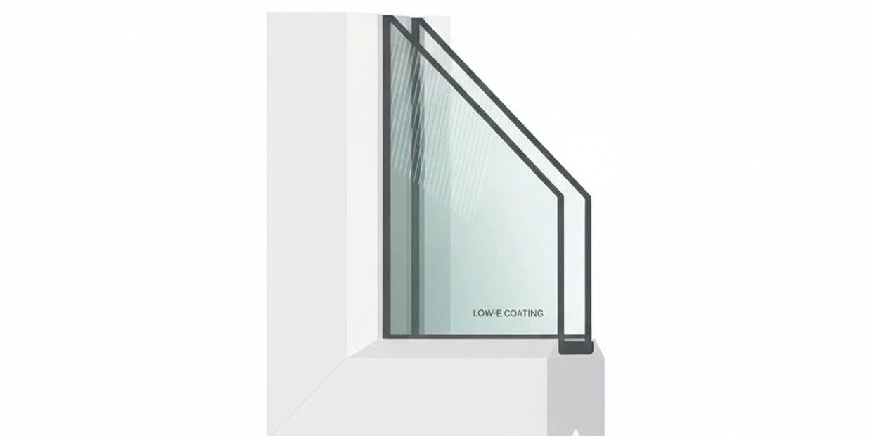 Diagram of a double-glazed window with Low-E coating.