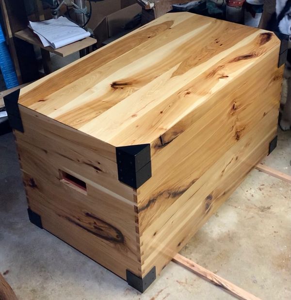 Hickory blanket chest with hand cut dovetails. Bridal Chest. Rustic Hickory Chest.