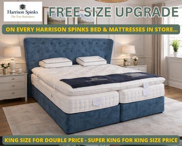 Luxury bed with free size upgrade on Harrison Spinks mattresses.