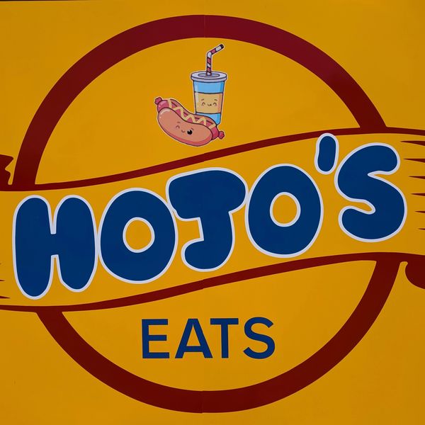 Logo for Hojo's Eats featuring a hotdog and drink.