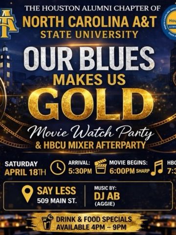 Flyer for a movie watch party and mixer by Houston Alumni of North Carolina A&amp;T.