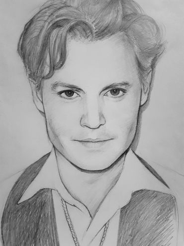realistic pencil portrait Johnny Depp