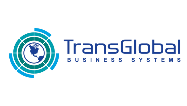 Logo of TransGlobal Business Systems with a globe and circular design.