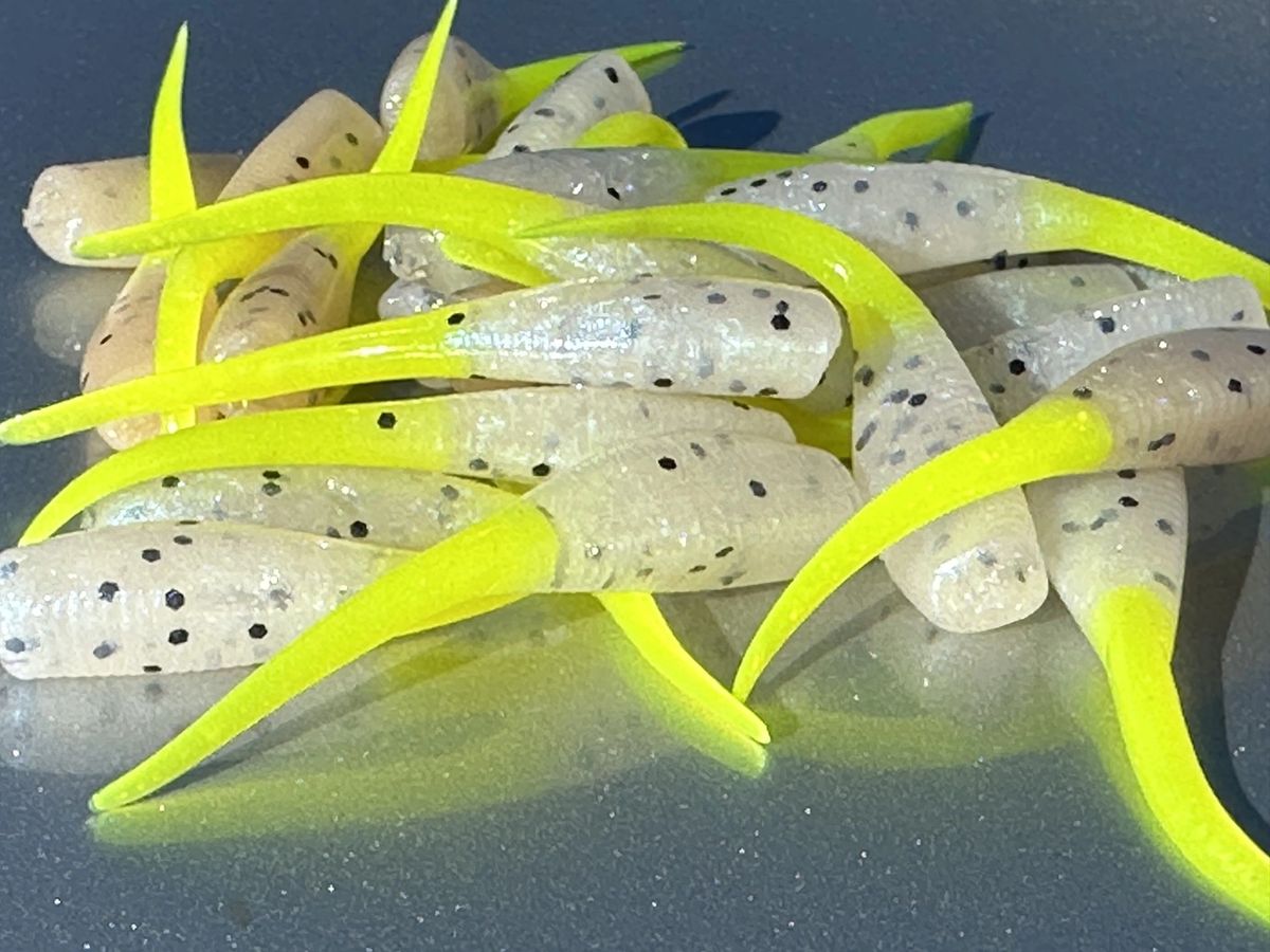 2 Crappie Slayer monkey milk fluorescent yellow tail Pack of 15