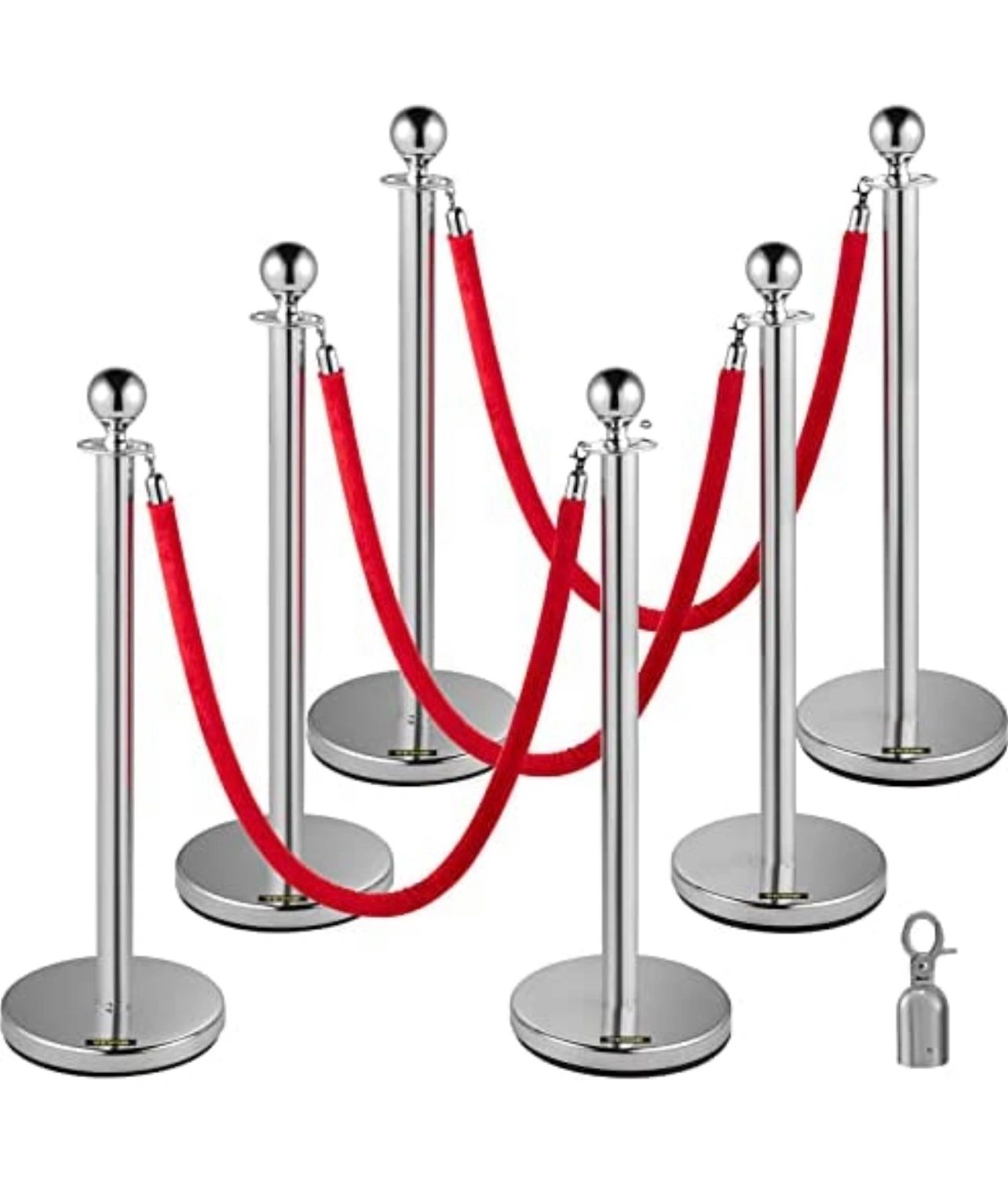 Silver Stanchions With Red Ropes Rental